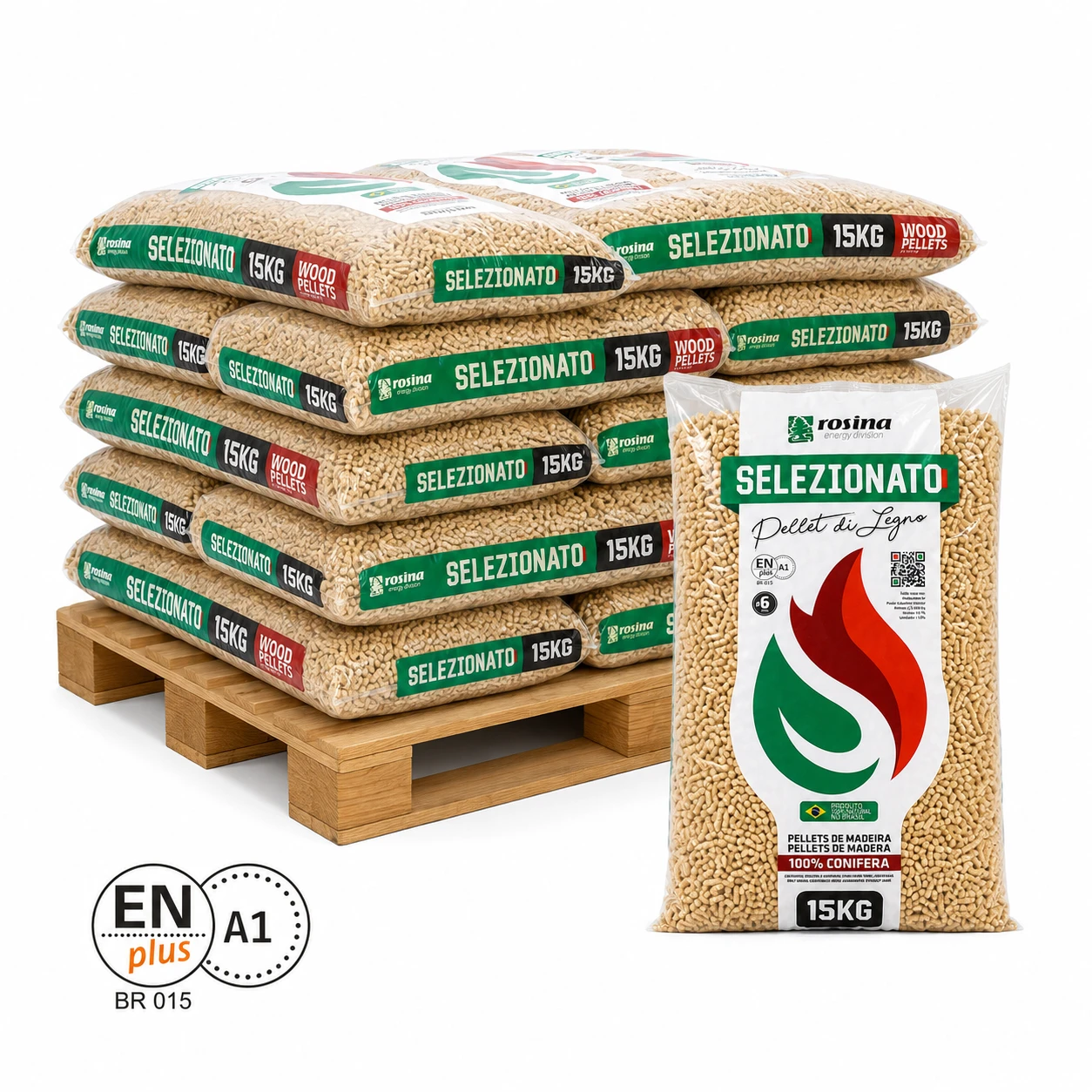 Rosina Portas Pellets, 15kg bag – Enplus A1 – 6mm 2 Rosina Portas Pellets Zak 15kg – Enplus A1 – 6mm - Image 2