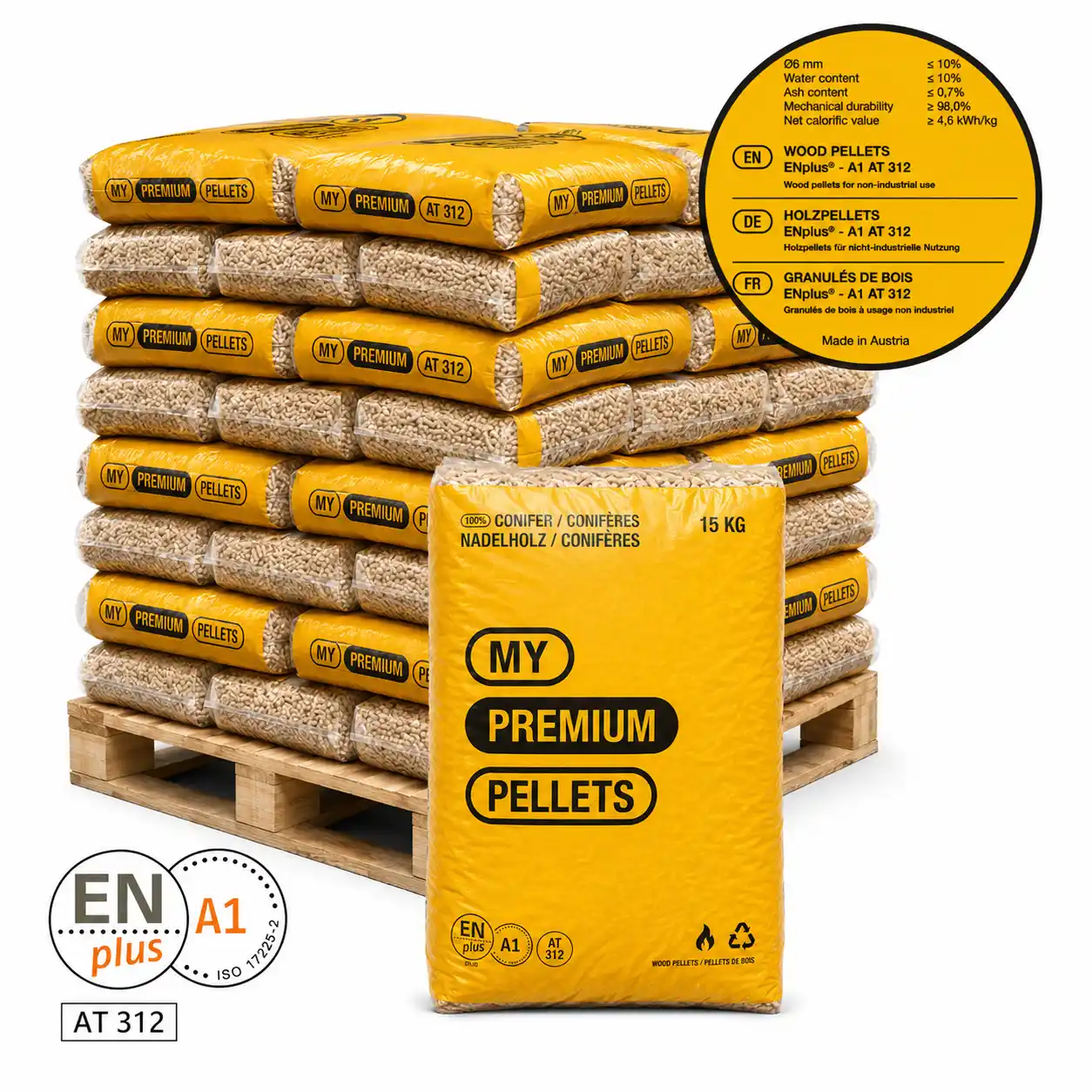Pelety Limouzi Prémiové – paleta 66 × 15 kg