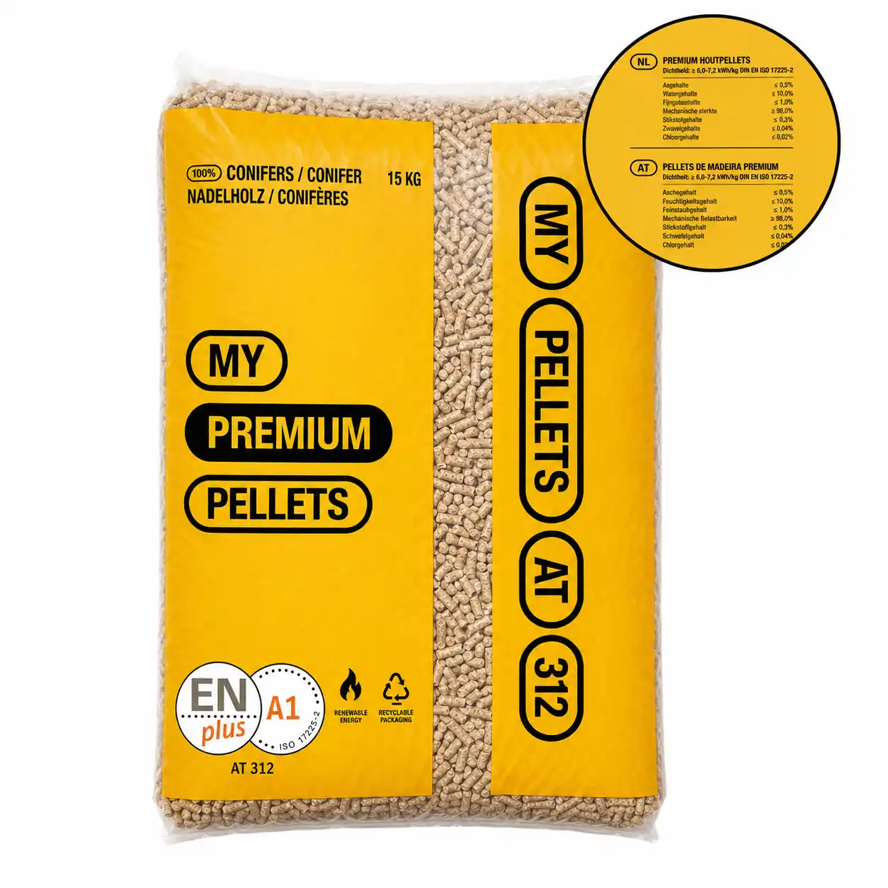My Premium Pellets - Hele Pallet (65x15Kg) 3 My Premium Pellets - Hele Pallet (65x15Kg) - Houtpellets my premium pellets zakken 15kg